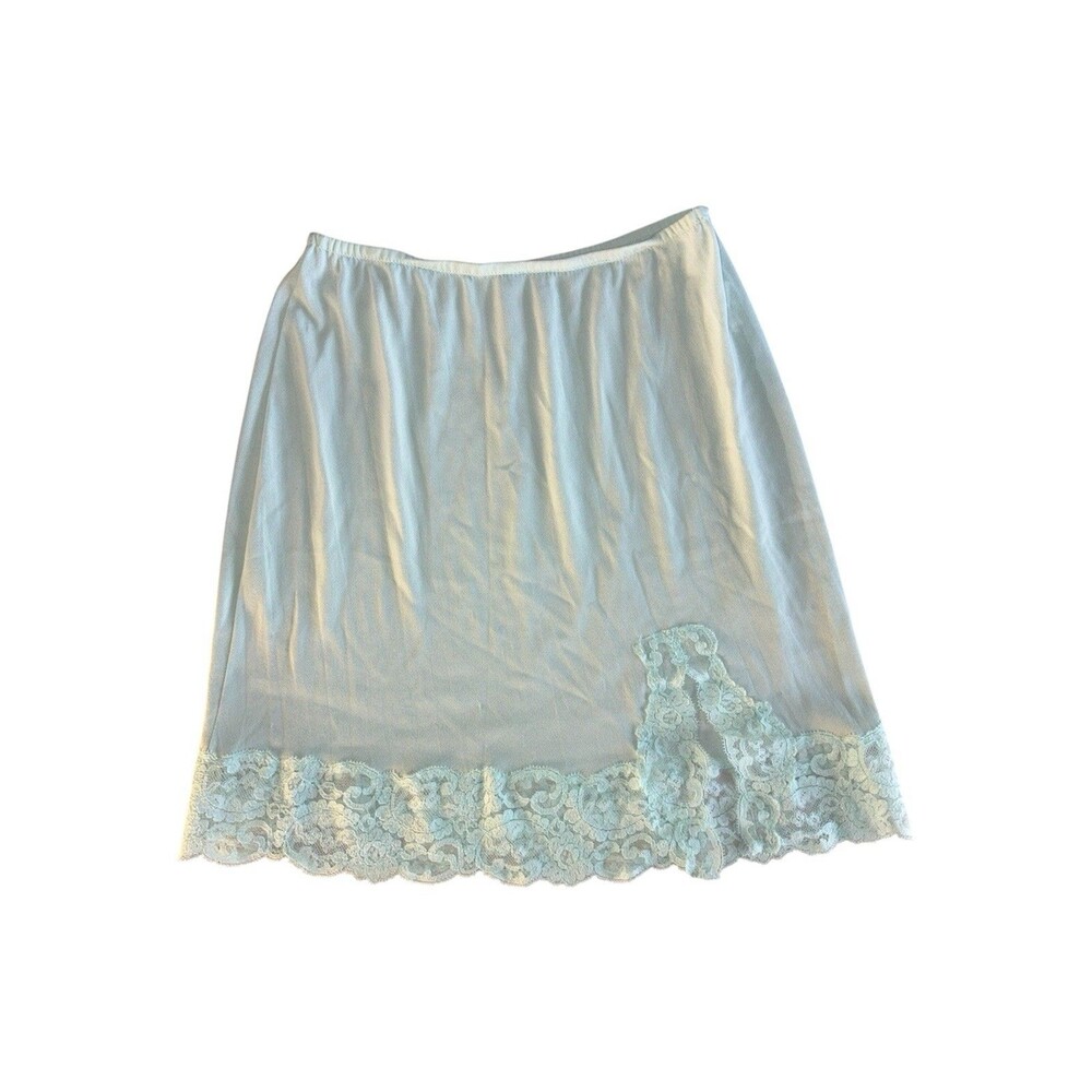 VTG KAYSER NYLON LACE TRIM HALF SLIP USA SZ S SHORT